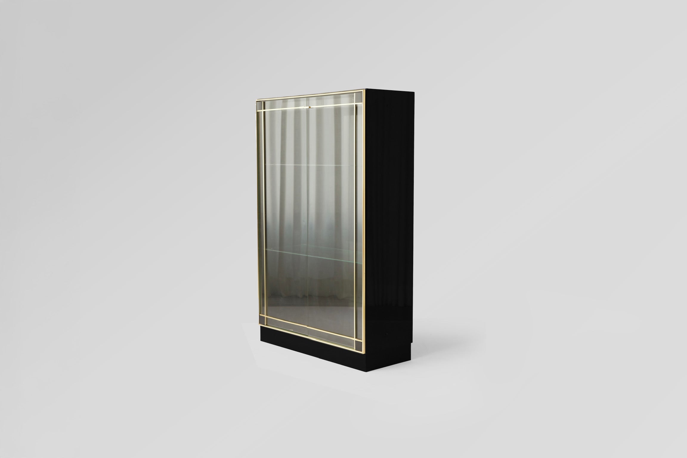 Display Cabinets Brass & Glass 1970s France Set of 3