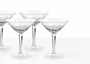 Vintage Etched Crystal Glasses Set of 5