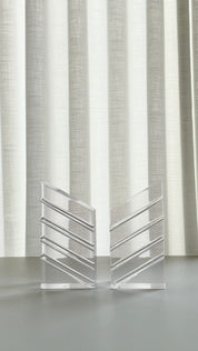 Vintage Mid-Century Modern Lucite Clear Bookends by Astrolite Ritts, 1970s