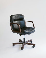 Black Leather & Wood Office Chair