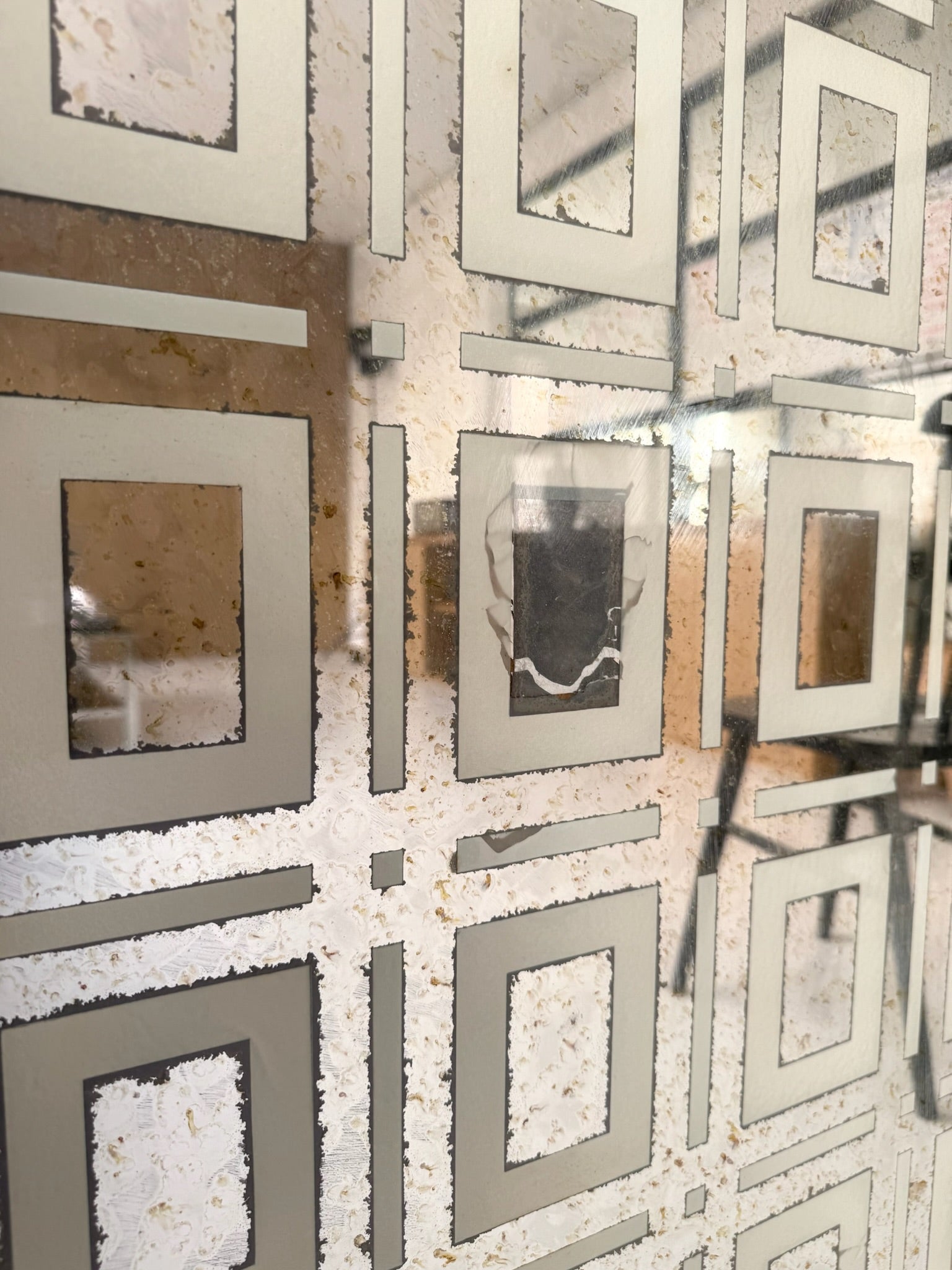 Mid-Century Glam Geometric Etched Mirrors 1970s