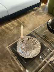 Vintage Silver Plated Shell Serving Dish with Candlestick Holder