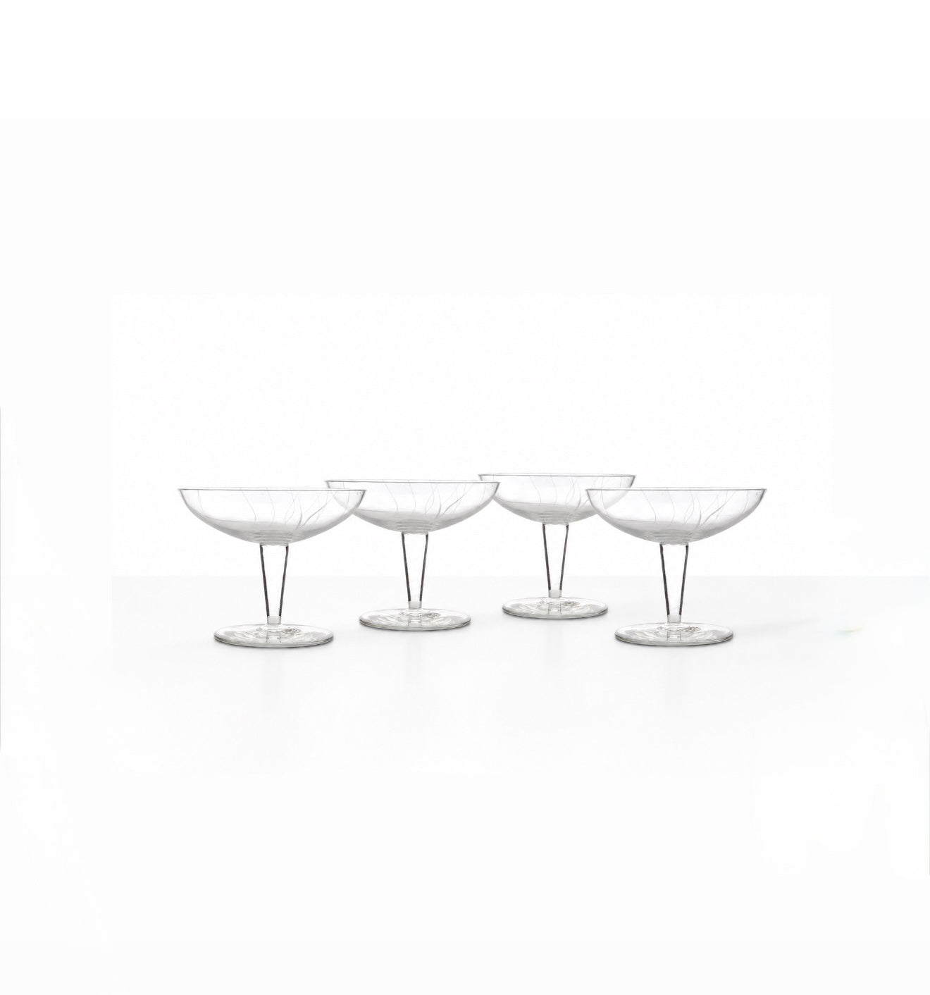 Vintage Crystal Glasses with Cut Swags Set of 4