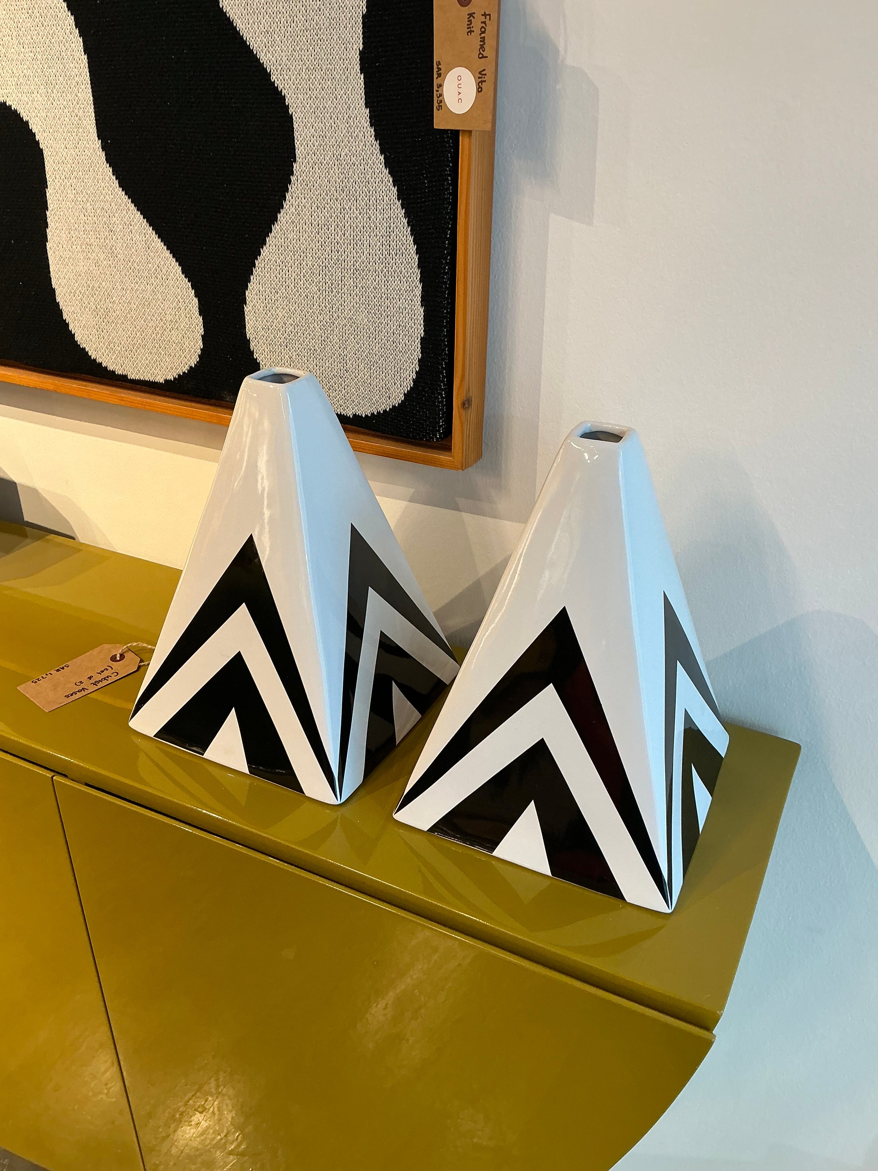 Black & White Cubist Vases set of 2