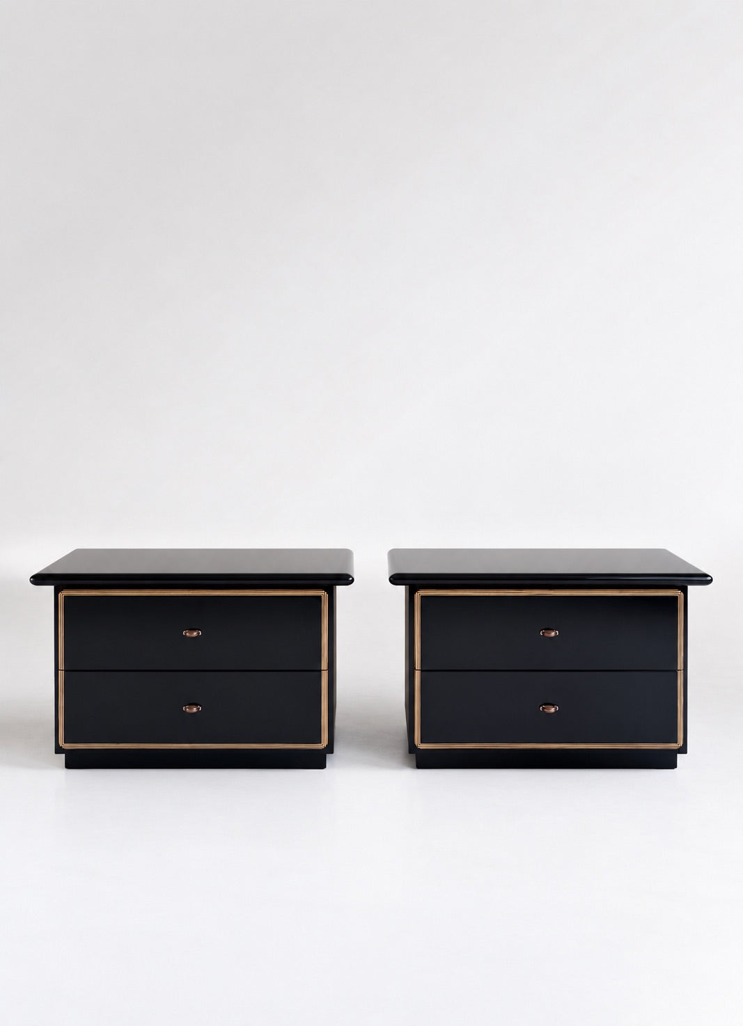 Roche Bobois Black Lacquer Nightstands by Pierre Cardin Italy Set of 2