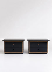 Roche Bobois Black Lacquer Nightstands by Pierre Cardin Italy Set of 2