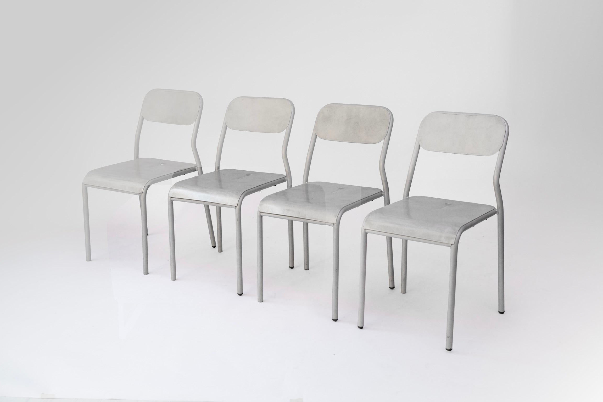 Silver Industrial Spanish Chairs c.1980s  Set of 4