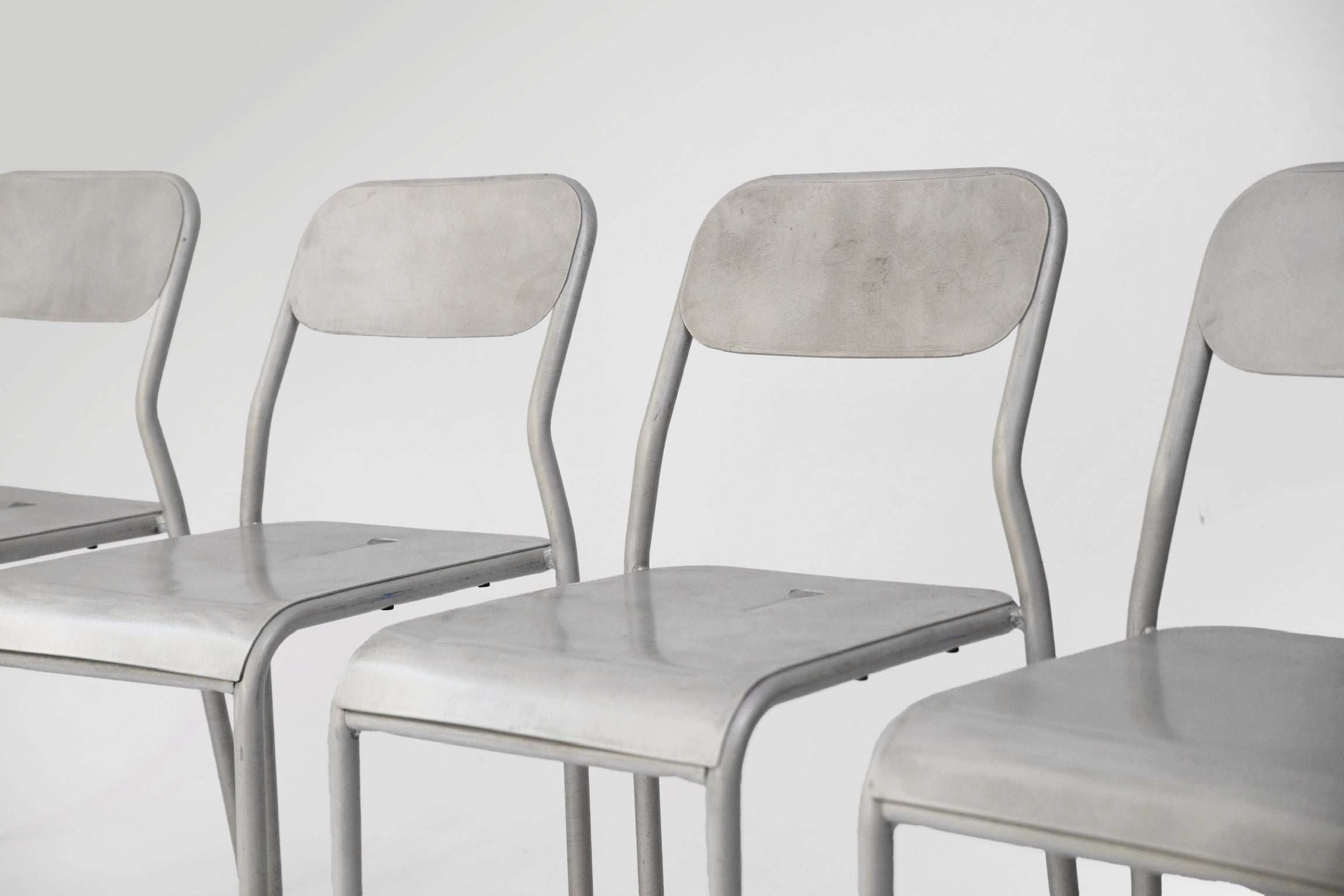 Silver Industrial Spanish Chairs c.1980s  Set of 4