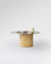 Irregular SS Coffee Table with Burl Wood