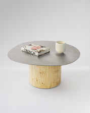 Irregular SS Coffee Table with Burl Wood