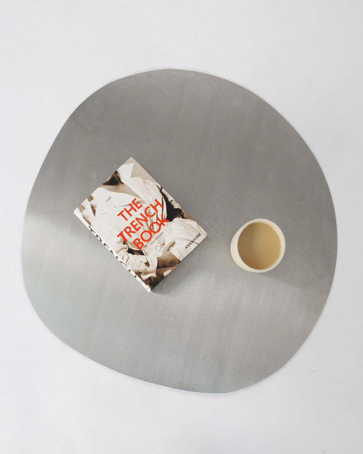 Irregular SS Coffee Table with Burl Wood