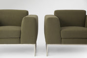 Vintage Olive Modern Lounge Armchairs 1970s Set of 2