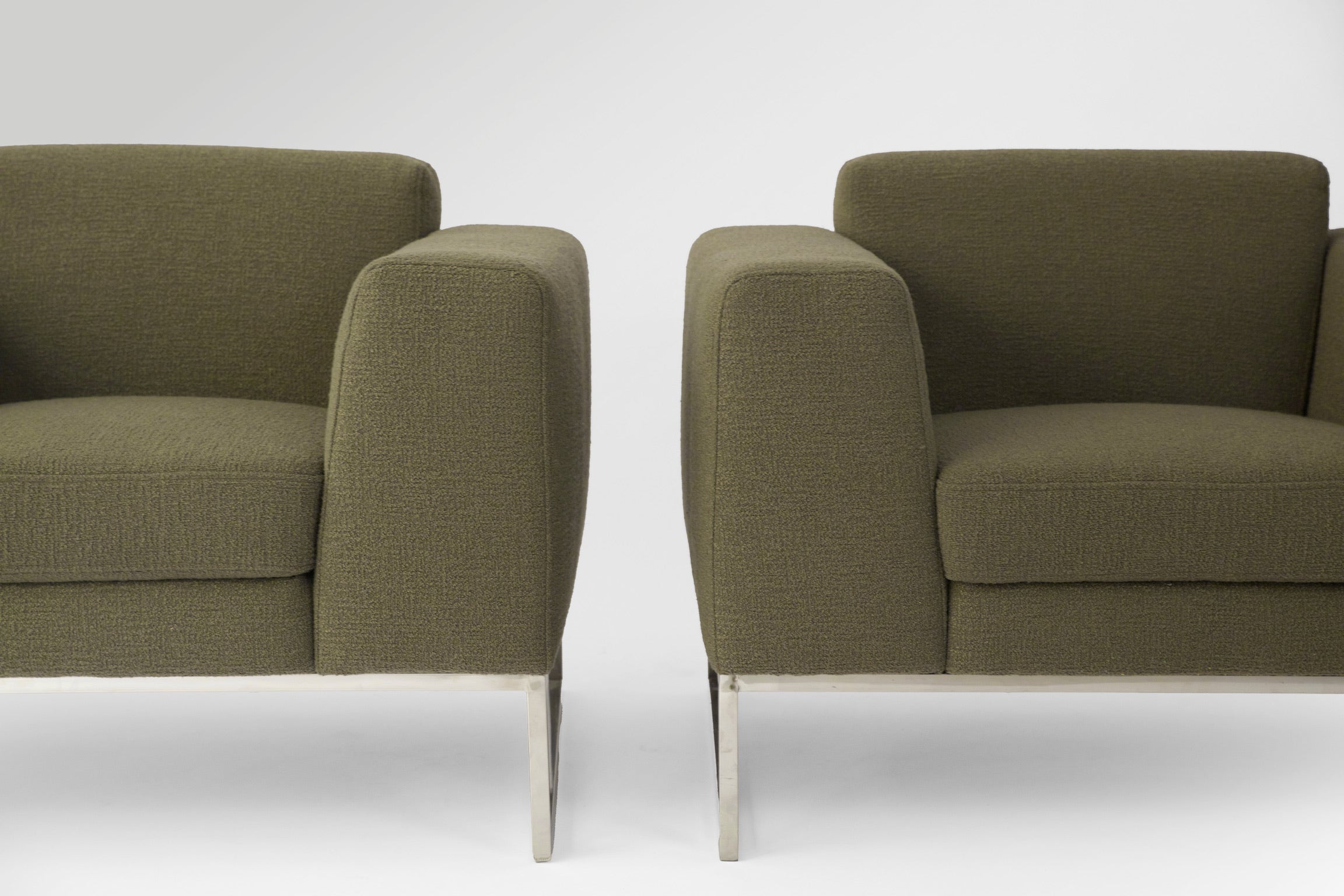 Vintage Olive Modern Lounge Armchairs 1970s Set of 2