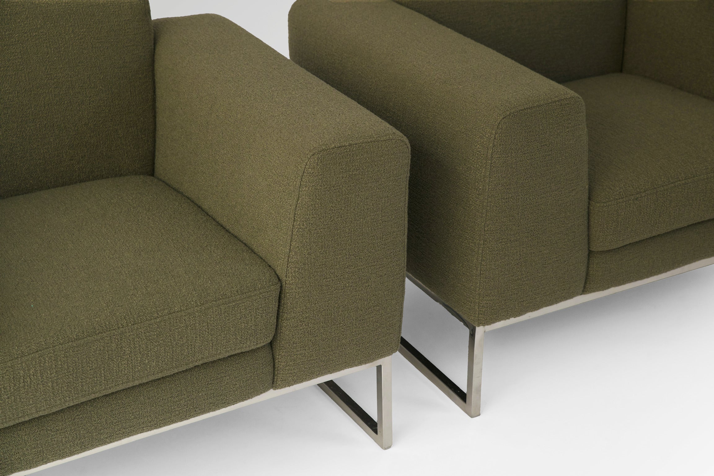 Vintage Olive Modern Lounge Armchairs 1970s Set of 2