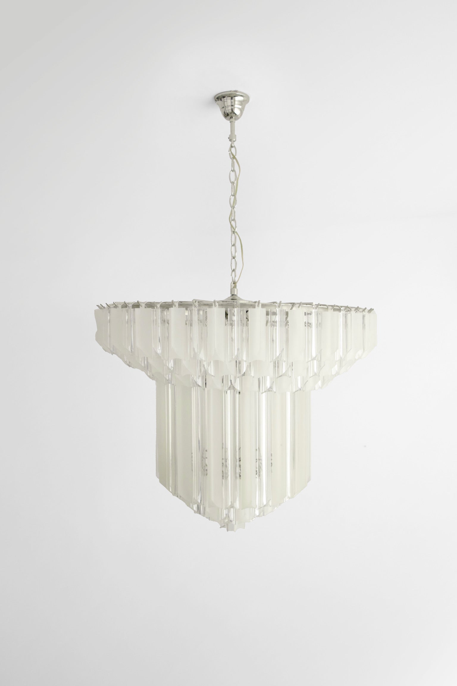 Lucite Hexagonal Prism Chandeliers 1970s–1980s Belgium Set of 2