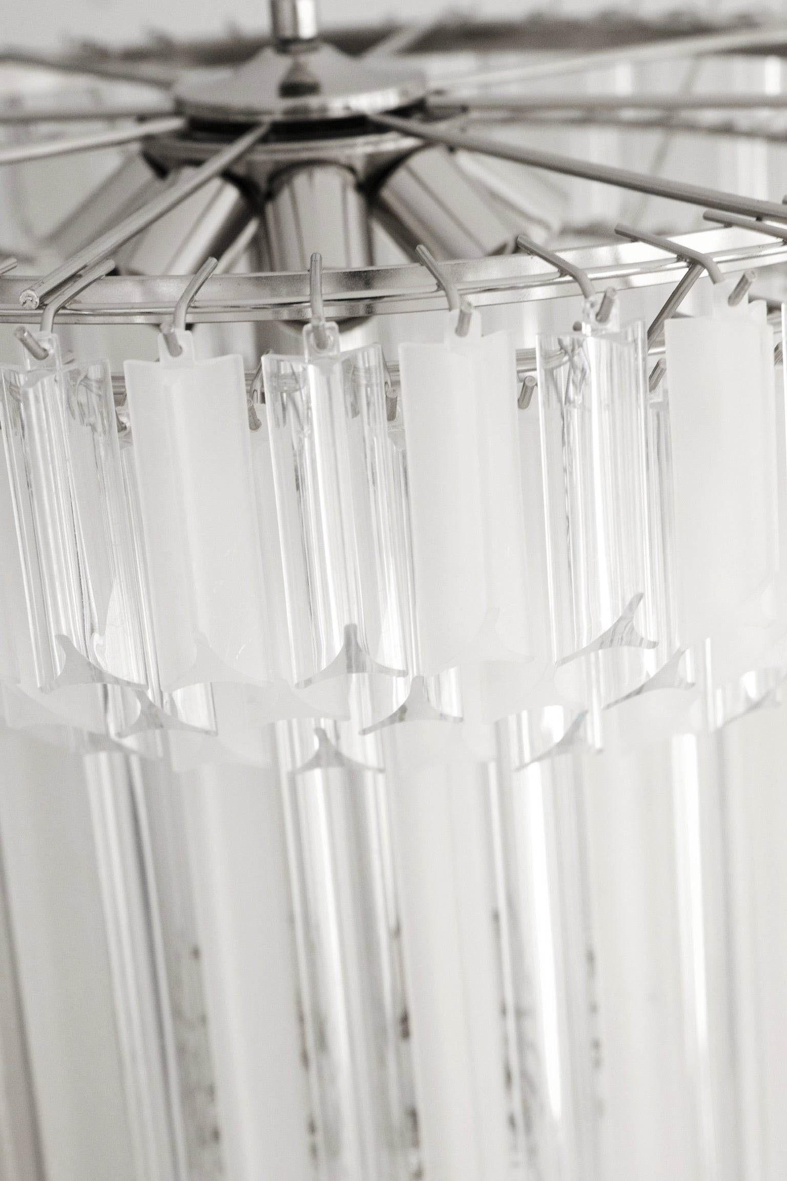 Lucite Hexagonal Prism Chandeliers 1970s–1980s Belgium Set of 2