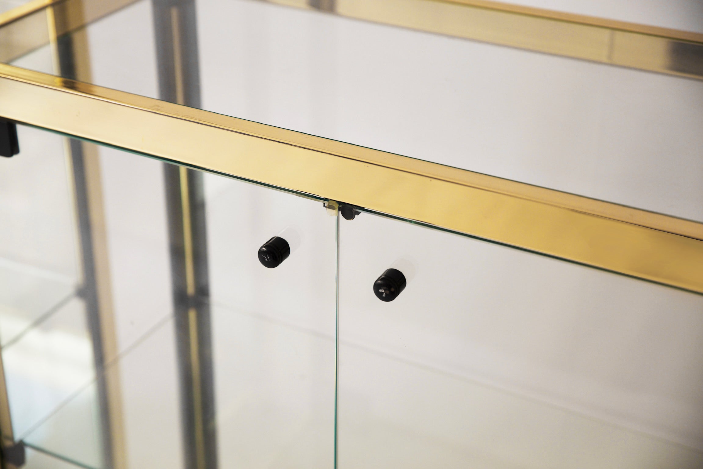 Mid-Century Brass and Glass Display Cabinets c.1970s Set of 2
