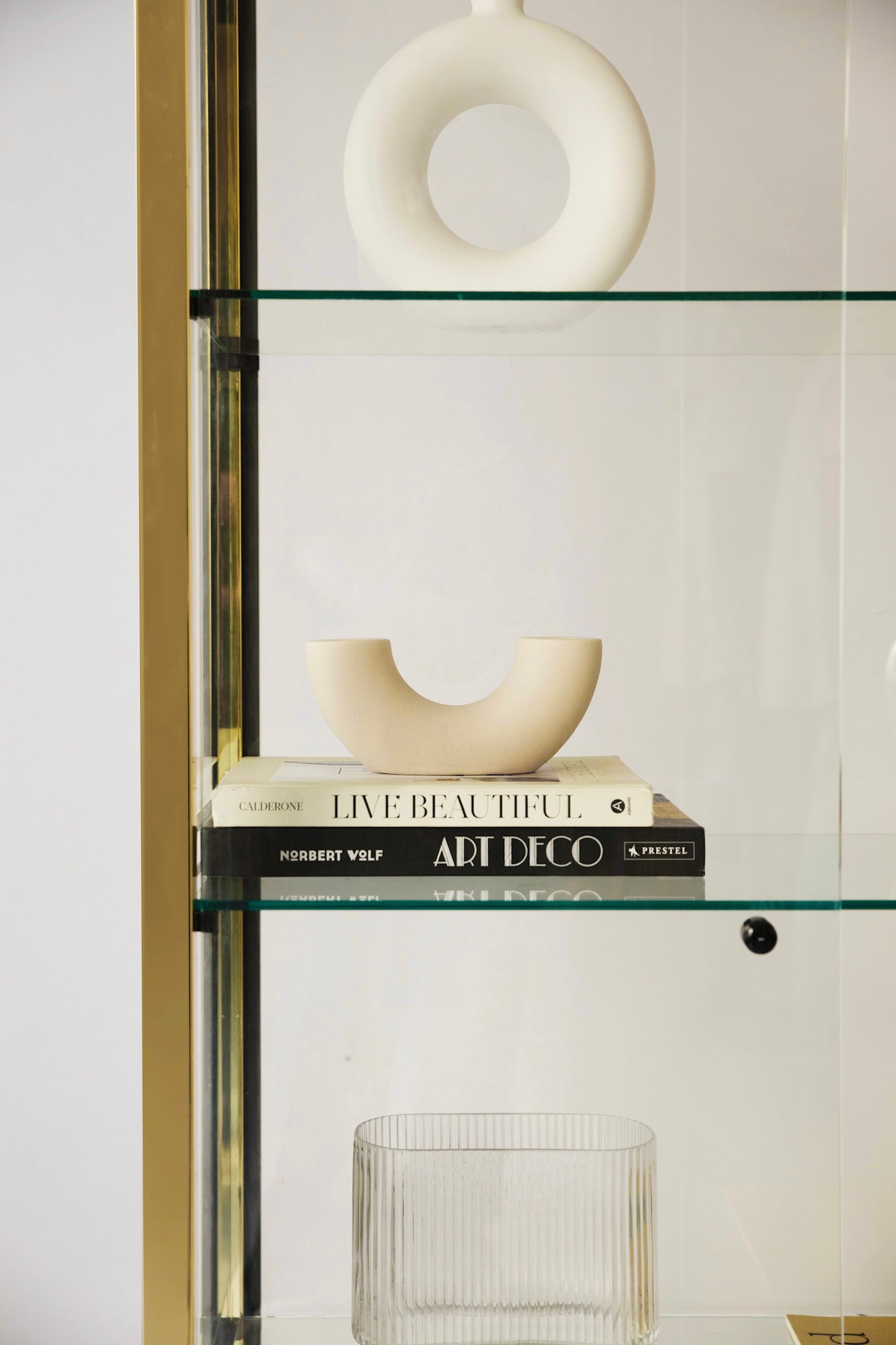 Mid-Century Brass and Glass Display Cabinets c.1970s Set of 2