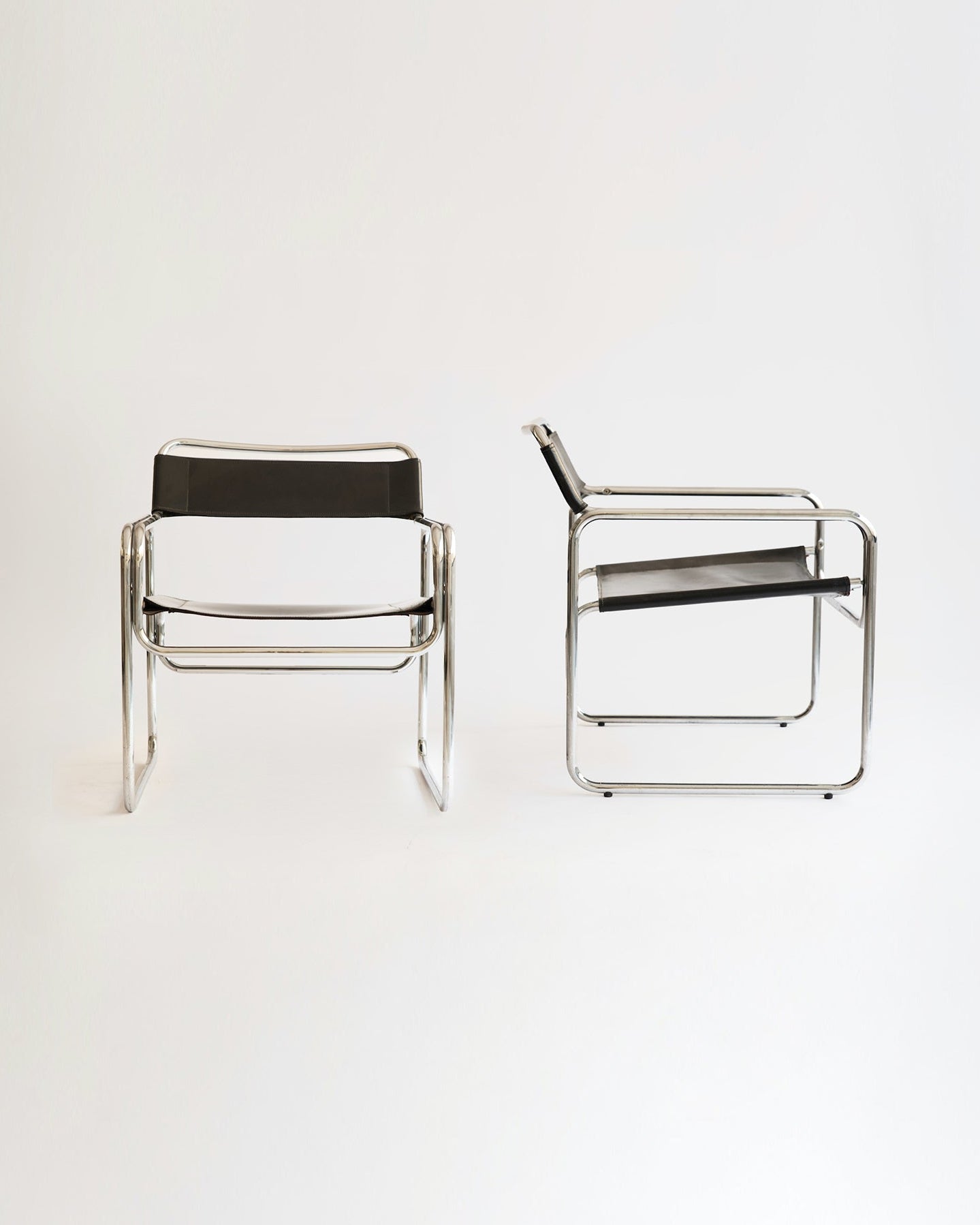 Thonet tobular chrome and leather, 1960s (Set of 2)