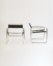 Thonet tobular chrome and leather, 1960s (Set of 2)