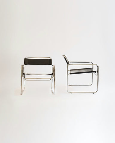 Thonet tobular chrome and leather, 1960s (Set of 2)