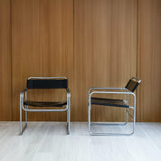 Thonet tobular chrome and leather, 1960s (Set of 2)