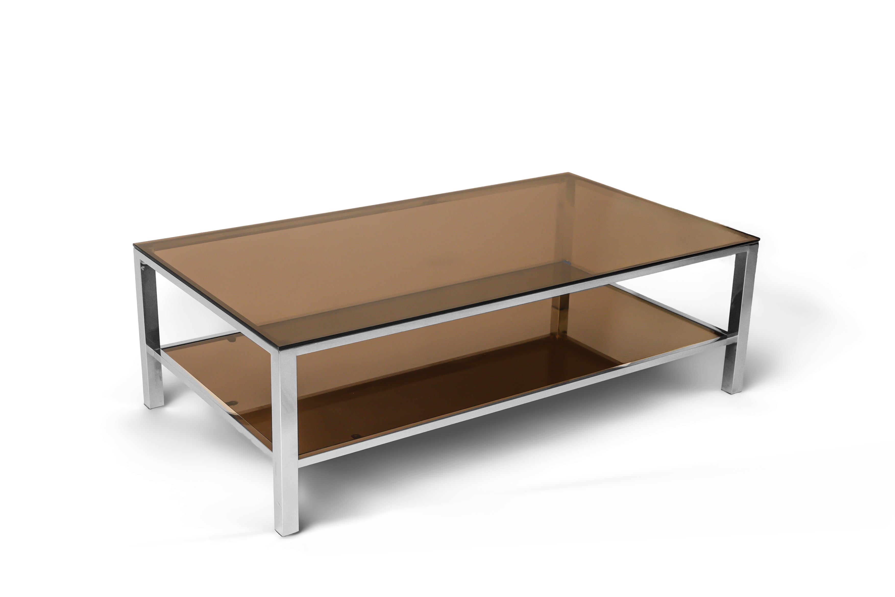 Vintage Chrome & Smoked Glass Coffee Table