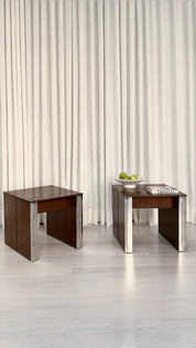 Vintage Chrome & Wood
Side Tables Set of 2