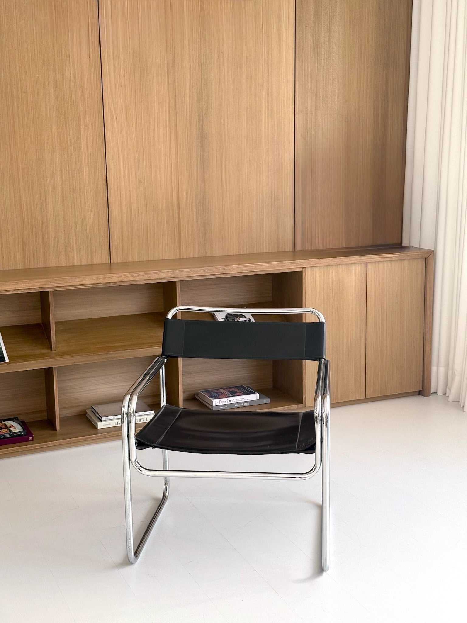 Mid Century Bauhaus Leather and Tubular Steel Armchair by Thonet 1960s Italy