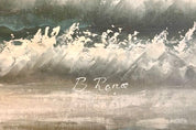 Vintage Ocean Waves Oil Painting 1980s