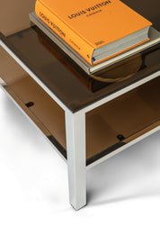 Vintage Chrome & Smoked Glass Coffee Table