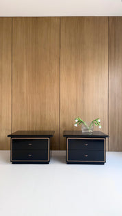 Roche Bobois Black Lacquer Nightstands by Pierre Cardin Italy Set of 2