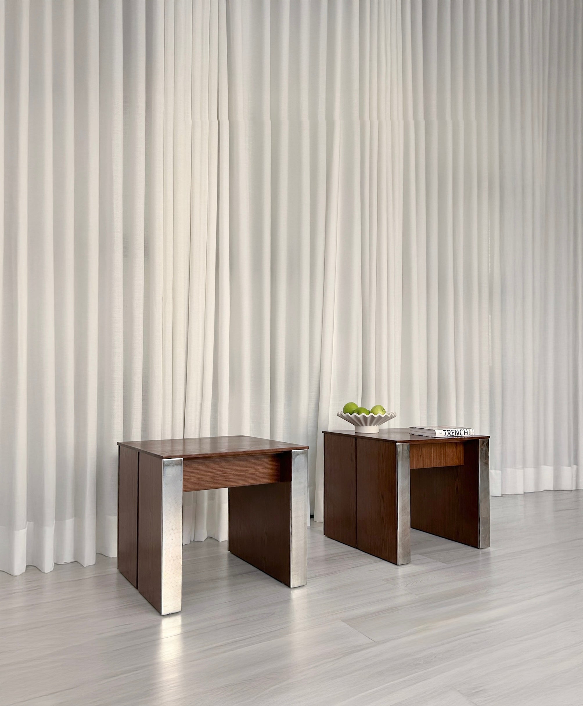 Vintage Chrome & Wood
Side Tables Set of 2