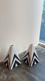 Black & White Cubist Vases set of 2