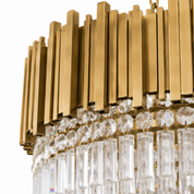Mid Century Brass & Crystal Chandelier