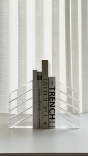 Vintage Mid-Century Modern Lucite Clear Bookends by Astrolite Ritts, 1970s