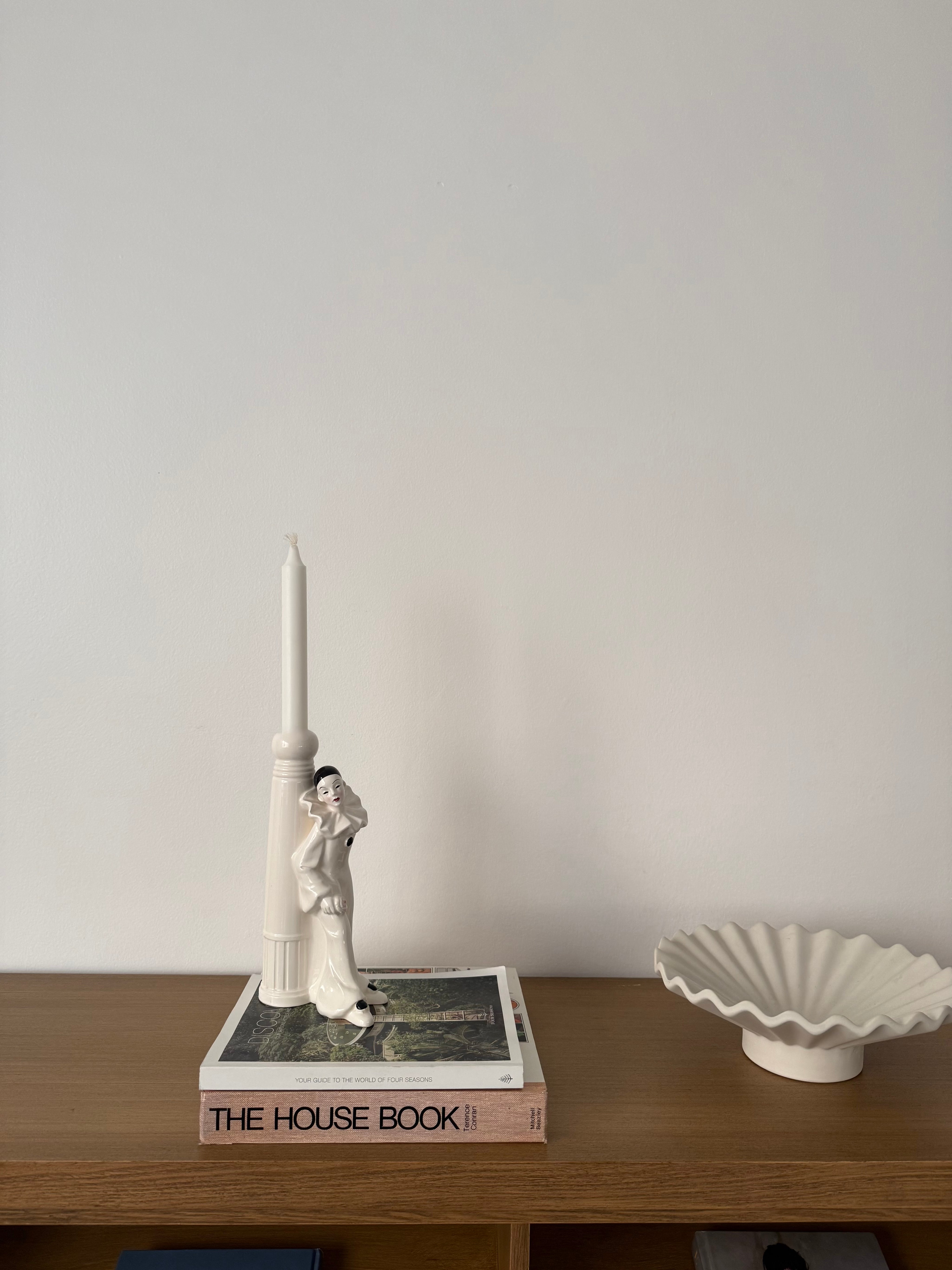 Vintage Art Deco Pierrot Porcelain Candle Holder 1960s–1970s