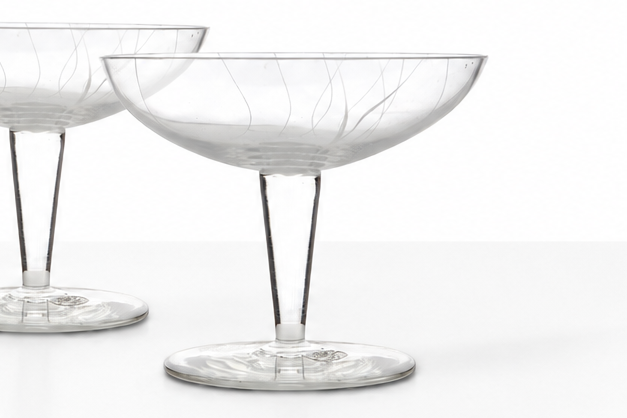 Vintage Crystal Glasses with Cut Swags Set of 4