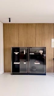 Display Cabinets Brass & Glass 1970s France Set of 3