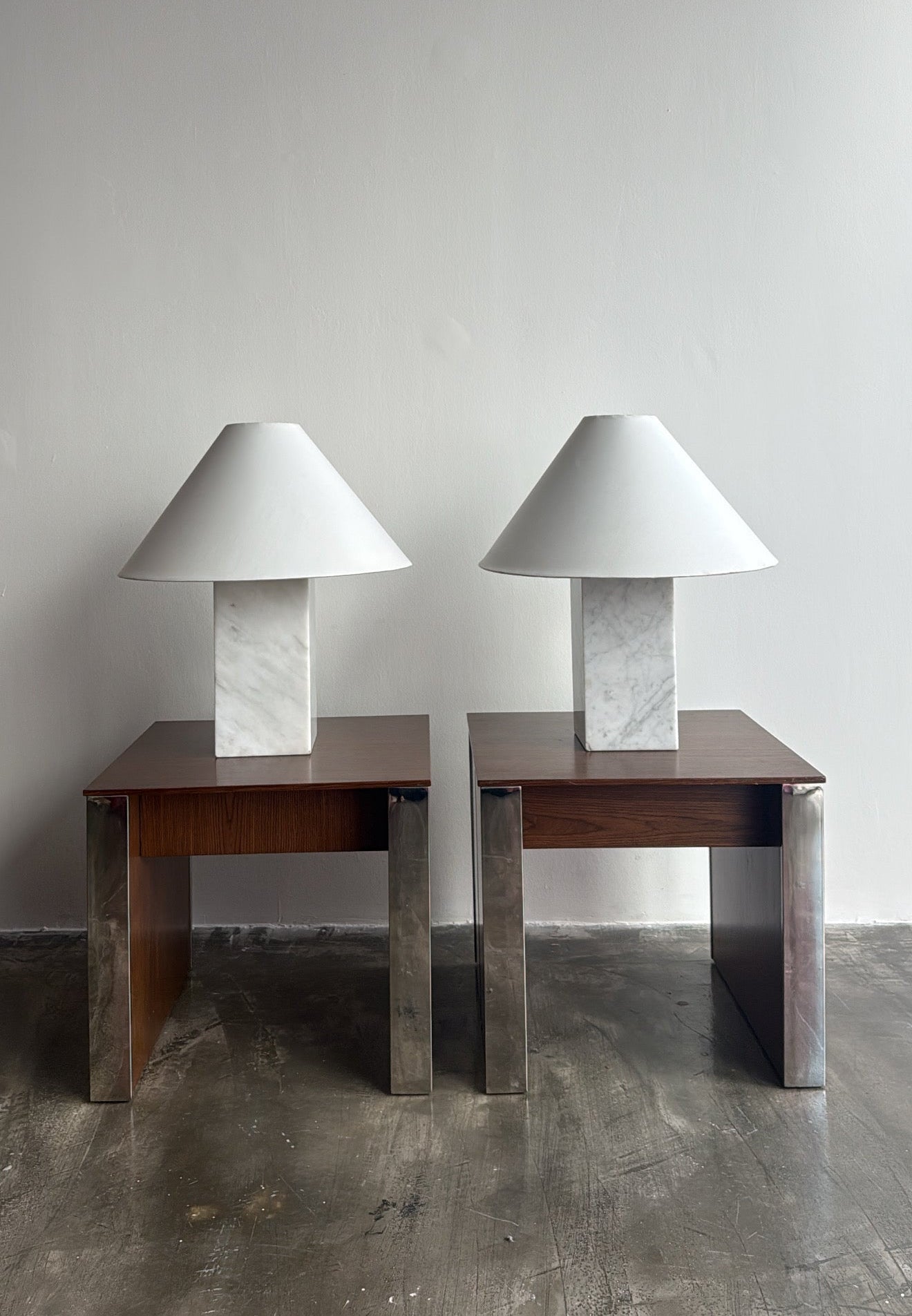 Vintage Sculptural Marble Table Lamps Set of 2