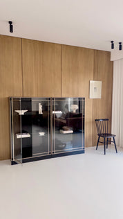 Display Cabinets Brass & Glass 1970s France Set of 3