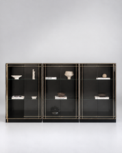 Display Cabinets Brass & Glass 1970s France Set of 3
