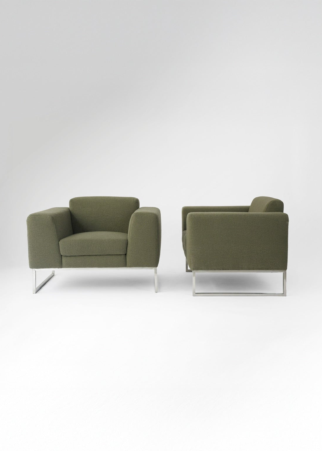 Vintage Olive Modern Lounge Armchairs 1970s Set of 2