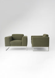 Vintage Olive Modern Lounge Armchairs 1970s Set of 2