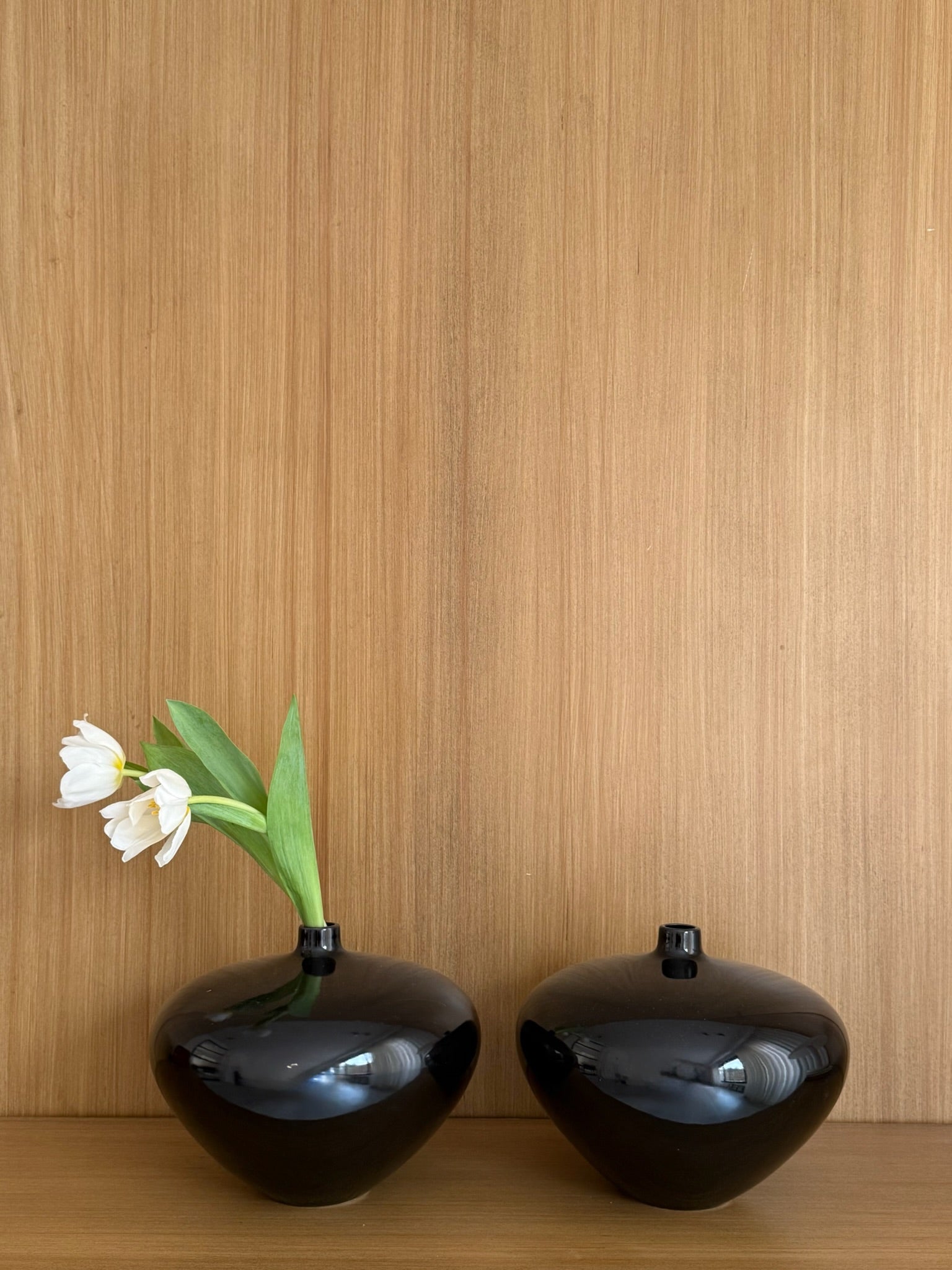 Vintage Black Ceramic Vase 20th Century