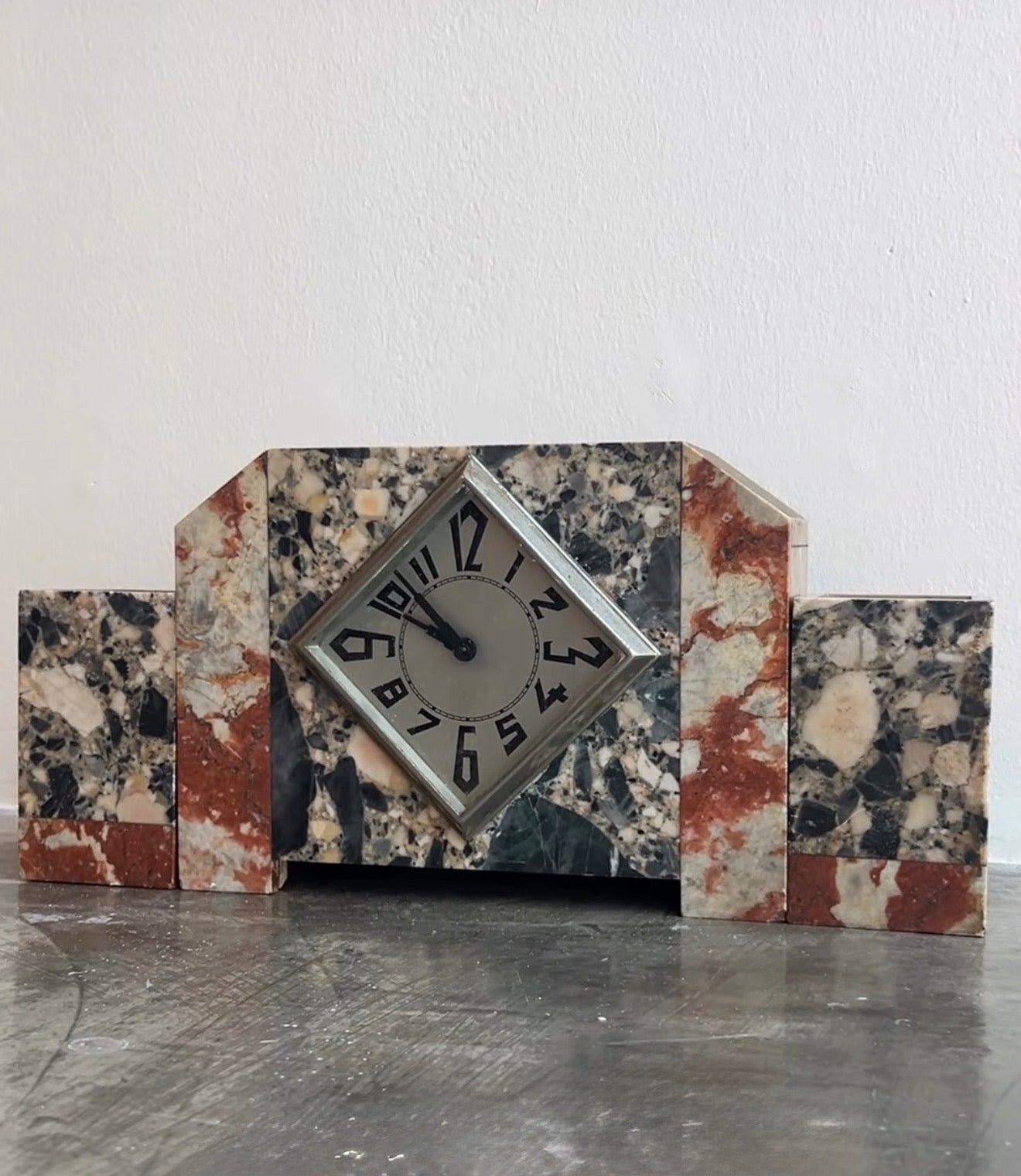 Vintage Art Deco Marble Desk Clock Set of 3