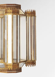 Octagonal Brass and Glass Wall Lanterns 1960s-1970s  Set of 2