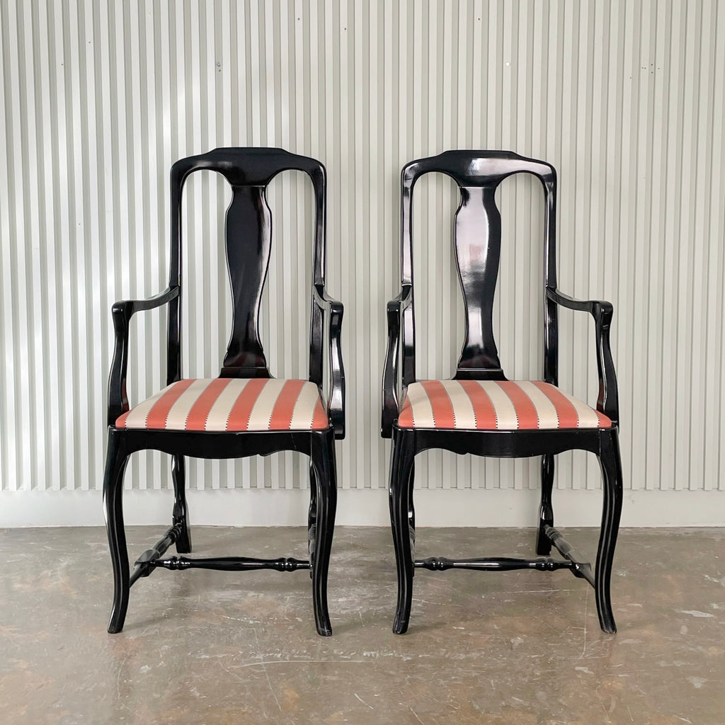 Vintage Asian Black Chairs Set
